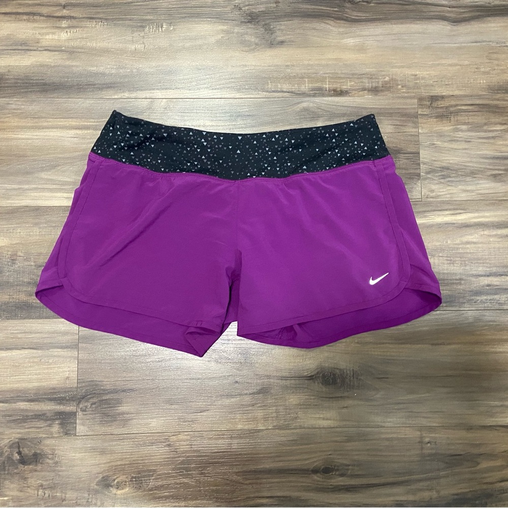 Nike Women's Black and Purple Athletic Shorts